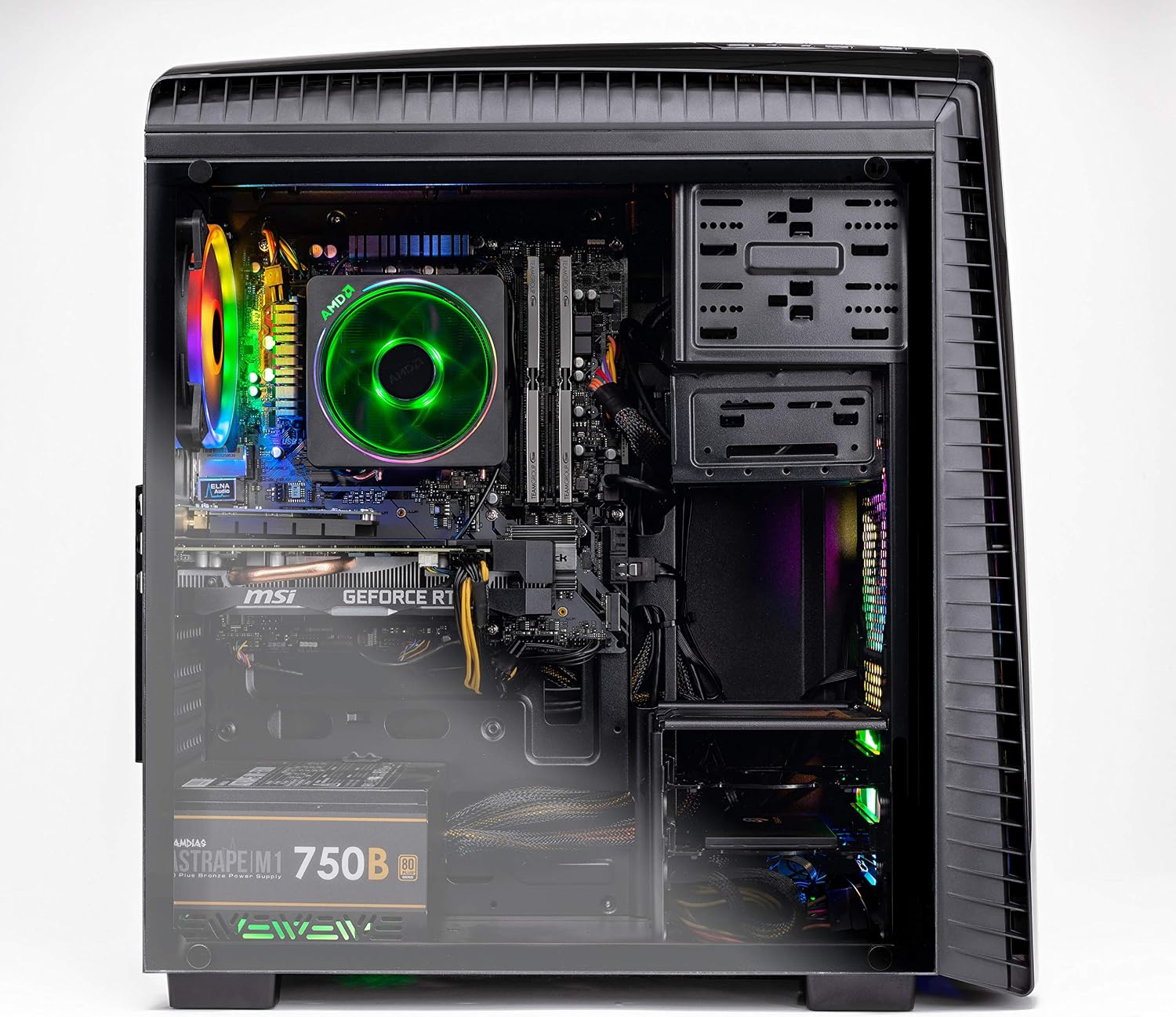 SKYTECH GAMING Shadow II Computer PC Desktop â€' Ryzen 7 2700 8-Core 3.2 GHz, NVIDIA GeForce RTX 2060 6G, 500G SSD, 16GB DDR4, RGB, AC WiFi, Windows 10 Home 64-bit