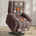 Sweetcrispy Power Lift Recliner Chair with Vibration Massage and Heat for Adults, Ergonomic Overstuffed Breathable Fabric Reclining Chair with Side Pockets, Remote Control, Living Room, Bedroom, Brown