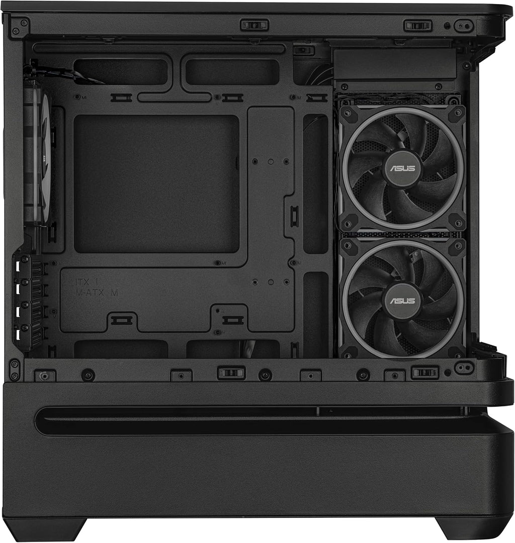 ASUS Prime AP202 ARGB Black mATX pc case with Fully Tempered Curved Glass, Supports Graphics Cards up to 420mm Long, 360mm Long radiators, Easy-Detach Rail, Patented Slot Vent, 3 Built-in ARGB Fans