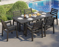 AMERLIFE 7-Piece HDPE Outdoor Dining Table Set with 6 Chairs, 71' L Patio Dining Furniture Set with Umbrella Hole, Modern Dinner Table & Chairs Set for Garden, Backyard, Poolside, Black