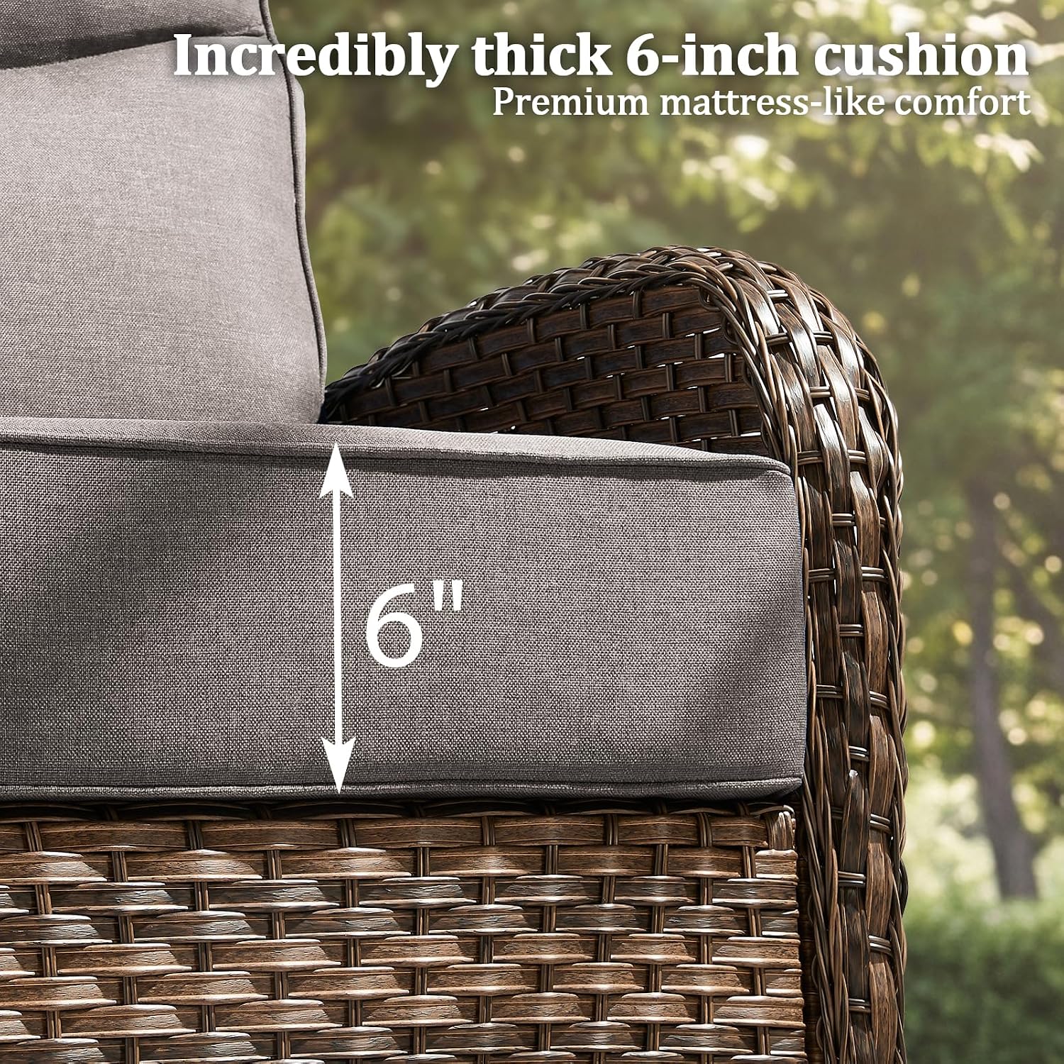 Outdoor Patio Sofa Set (3pcs) with High-Back Design—Thickened Cushions, Sofa Footstool, Patio Set, All-Weather Wicker Patio Furniture Set, Suitable for Balconies and Patios, Available in Brown/Gery
