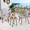 YITAHOME 3 Piece Bistro Set Outdoor with Thick Cushions&Table All-Weather Wicker Patio Furniture Set with Armrest Rattan Conversation Set for Balcony, Backyard, Pool, Porch, Deck - Grey