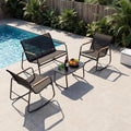 DWVO 4-Piece Patio Furniture Set, Textilene Conversation Set with 2 Rocking Chairs and Tempered Glass Coffee Table, Ideal for Indoor Patio Lawn Garden Poolside, Black