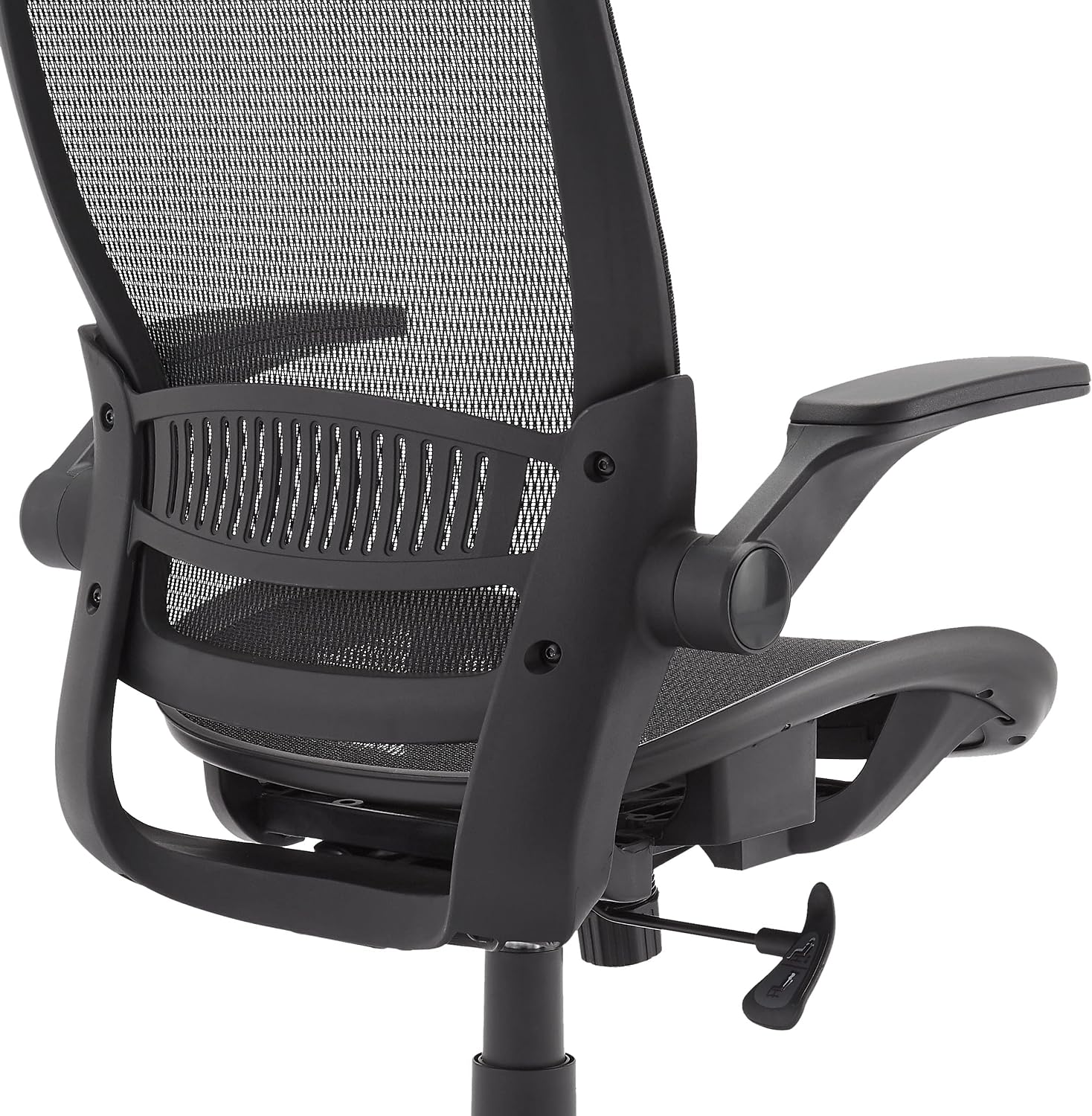 Amazon Basics Ergonomic High-Back Office Chair, Breathable Mesh, 360° Swivel, Easy to Assemble, Comfortable Flip-Up Armrests, 25.5'D x 26.25'W x 49.25'H, Black