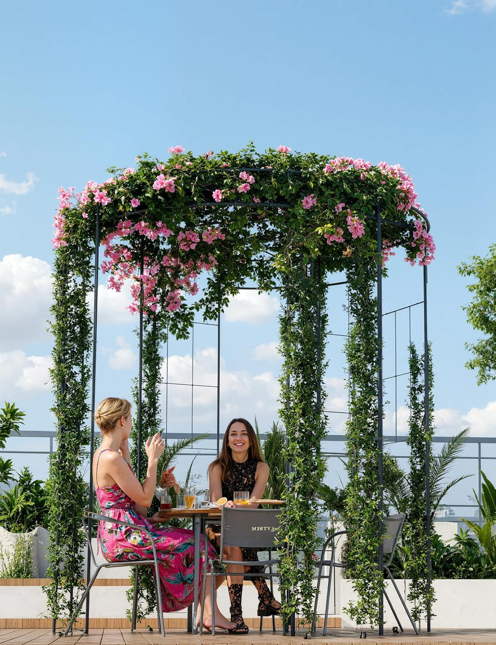 8.8 FT Tall Garden Arch, Decorative Birdcage Metal Arbor for Weddings & Parties, Weather-Resistant Steel Pergola for Climbing Flowers, Outdoor Pavilion for Patio & Backyard