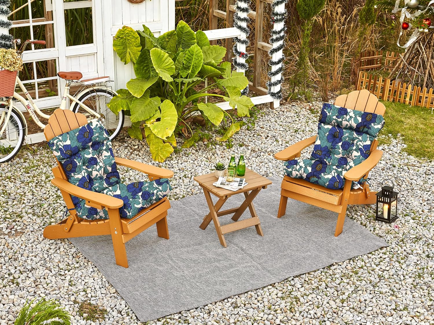 ARTPLAN Outdoor Chair Cushion,Tufted Adirondack Patio Chair Cushion,Wicker High Back Outdoor Seat Cushion,Set of 4,44' L x 21' W x 4' H (4 Pack),Floral