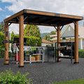 Modern Shade Woodberry Grill Gazebo 6' X 12', Cedar Wood Gazebo with Dual bar Tops & Shelves, Patio Bar with Galvanized Steel Roof, Outdoor Pavilion with USB and USB-C Charging Ports for Backyard
