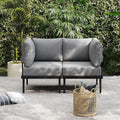 Sundale Outdoor 2 Pieces Metal Patio Furniture Set, Outdoor Sectional Sofa w/6 Inch Olefin Cushion, Modern Outdoor Conversation Sets for Porch, Balcony