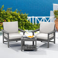 SERWALL HDPE Patio Sofa Set, 3-piece Sectional Outdoor Furniture Set, All Weather Outdoor Couch Set Patio Furniture Set for Deck, Lawn, Grey Frame with Khaki Cushion