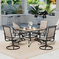 Sophia & William Patio Dining Set, 1 Square Wood Like Umbrella Table 37', 4 Swivel Chairs Furniture Set for Outdoor Garden Lawn Pool Easy to Care Weather Resistant