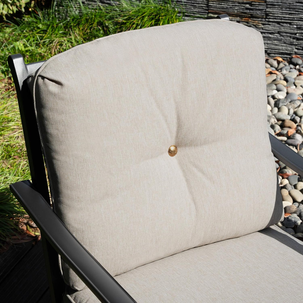 NUU GARDEN 2-Piece Swivel Patio Sofa Set, Wide Seat Metal Rocking Chairs with Thick Olefin Cushions, All-Weather Outdoor Seating for Deck, Porch, Black and Gray