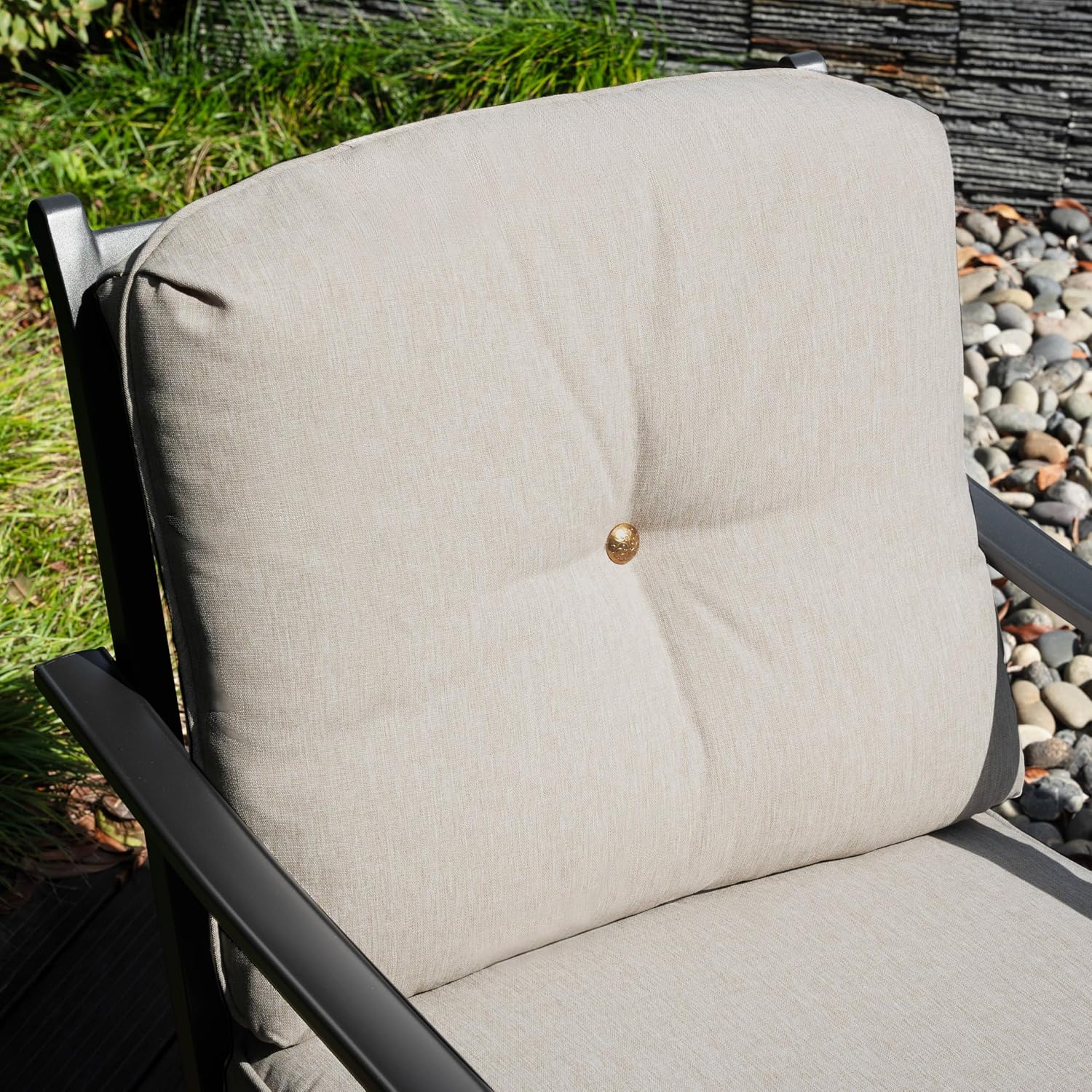 NUU GARDEN 2-Piece Swivel Patio Sofa Set, Wide Seat Metal Rocking Chairs with Thick Olefin Cushions, All-Weather Outdoor Seating for Deck, Porch, Black and Gray