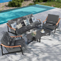PHI VILLA Modern Outdoor Patio Furniture Set,Deep&Wide Seat with Extra Thick 6.3' Cushions Metal Outdoor Conversation Set(Backyard ICON Collection)