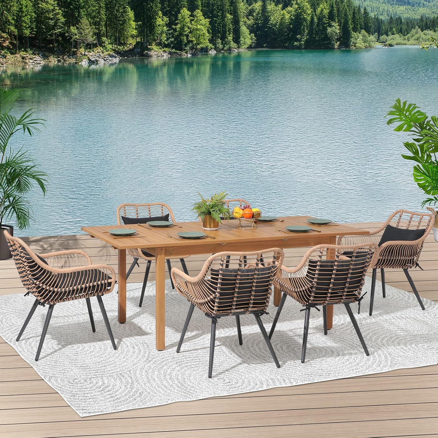 Verano Garden Set of 2 Patio Dining Chairs, Outdoor Wicker Seating Set with Soft Cushion for Indoor & Outdoor Use, Modern Wicker Dining Chairs for Backyard