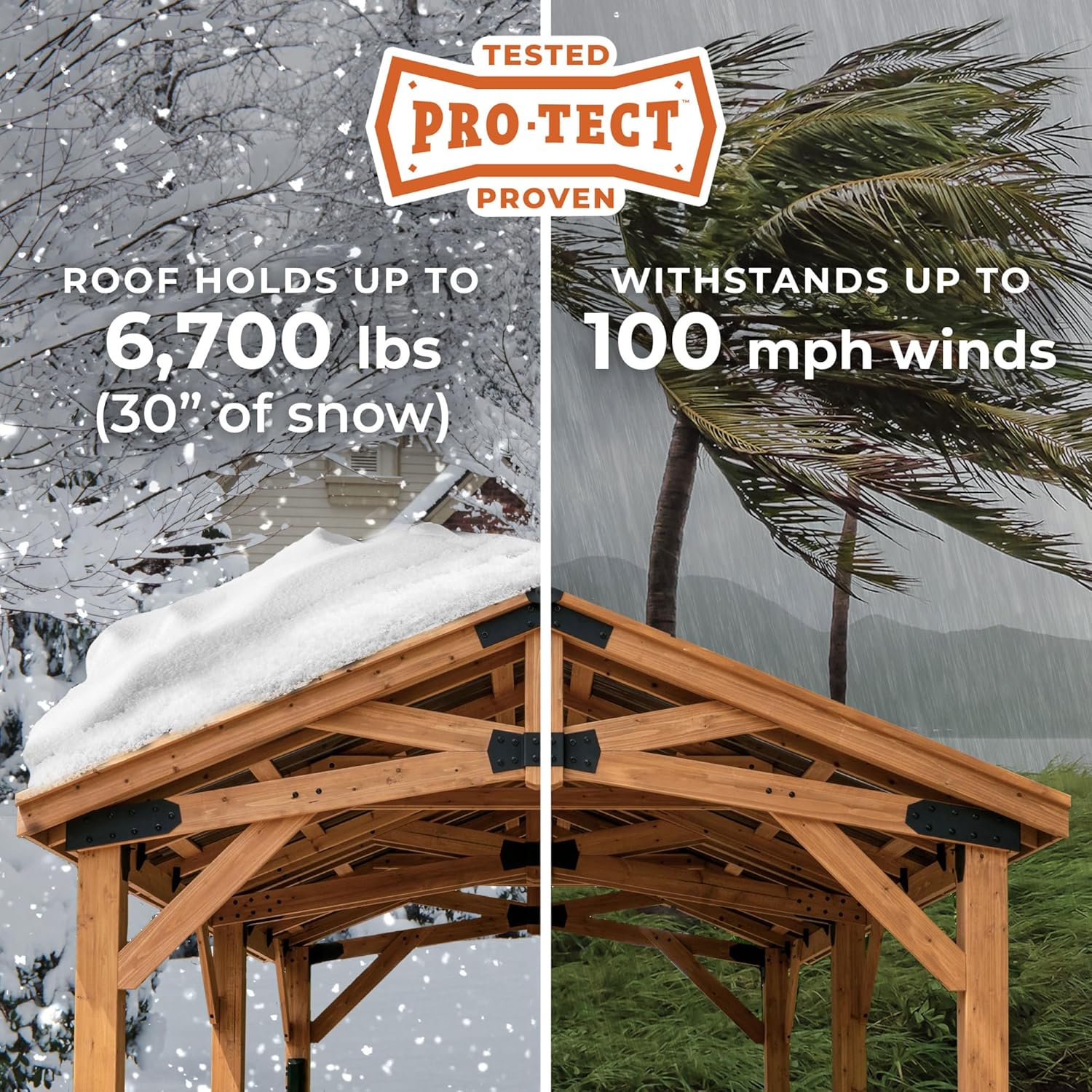 Backyard Discovery Norwood 12 ft. x 10 ft. Cedar Wood Gazebo Pavilion,Thermal Insulated Hard Top Steel Roof, Durable, Supports Snow Loads and Wind Speed, Rot Resistant, Backyard, Deck, Garden, Patio