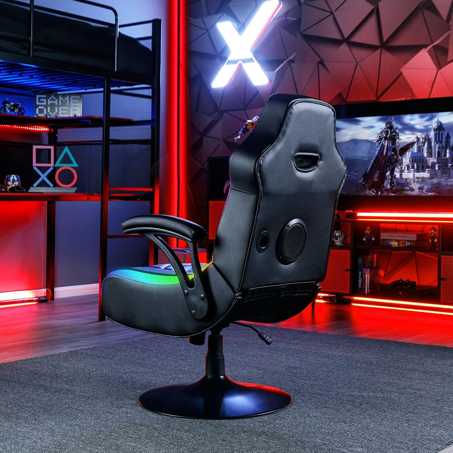 X Rocker PC Computer Gaming Desk Chair, Built-in Audio, College Dorm Essentials for Guys and Girls, Bedroom, Dorm Room Essentials, Foldable, Gifts for Gamers