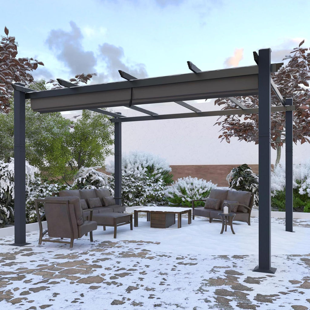 VEIKOU 12'x16' Pergola, Outdoor Pergola with Thicker Aluminum Frame, Adjustable Canopy, Heavy-Duty Pergolas and Gazebos for Garden Porch Pavilion Grill Gazebo Modern Yard, Grey