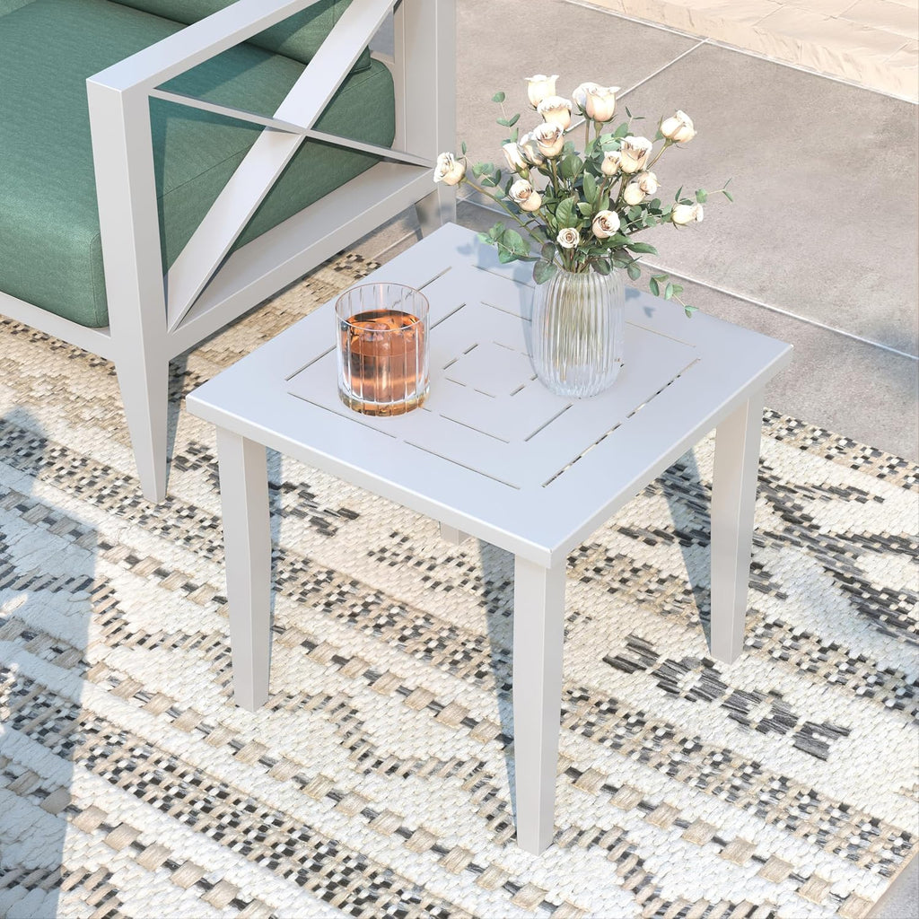 3-Piece Oversized Aluminum Patio Furniture Set, Outdoor Deep Seating Conversation Sofa Set with Coffee Table, 6.1' Cushions, All-Weather Rust-Proof Frame for Backyard, Deck, Balcony-White