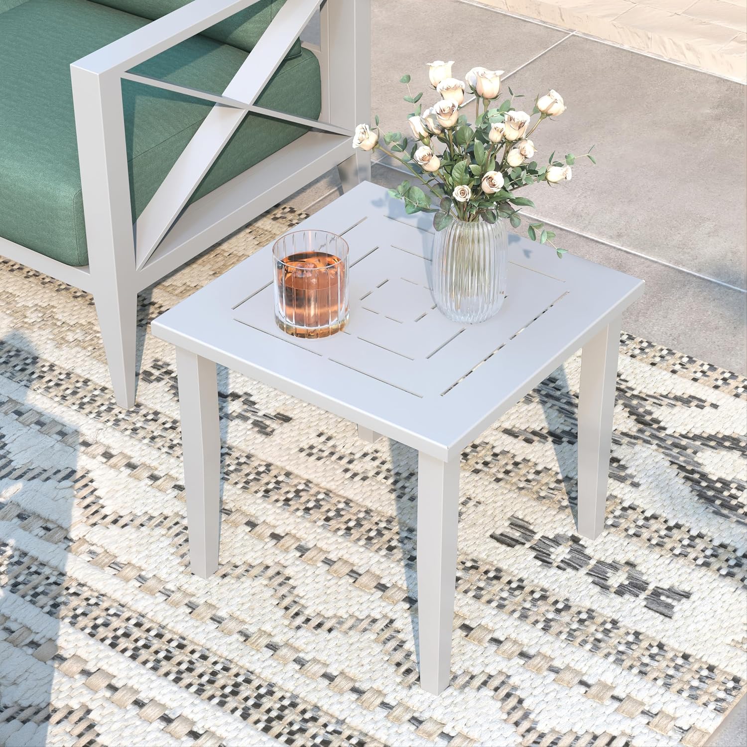 3-Piece Oversized Aluminum Patio Furniture Set, Outdoor Deep Seating Conversation Sofa Set with Coffee Table, 6.1' Cushions, All-Weather Rust-Proof Frame for Backyard, Deck, Balcony-White