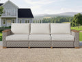 PaPaJet Outdoor Patio Sofa, 3 Seat Wicker Couch with Solid Armrests & Legs, 4.7' Thickened Removable Cushions, UV-Resistant Modular Sofa for Porch, Backyard, Garden