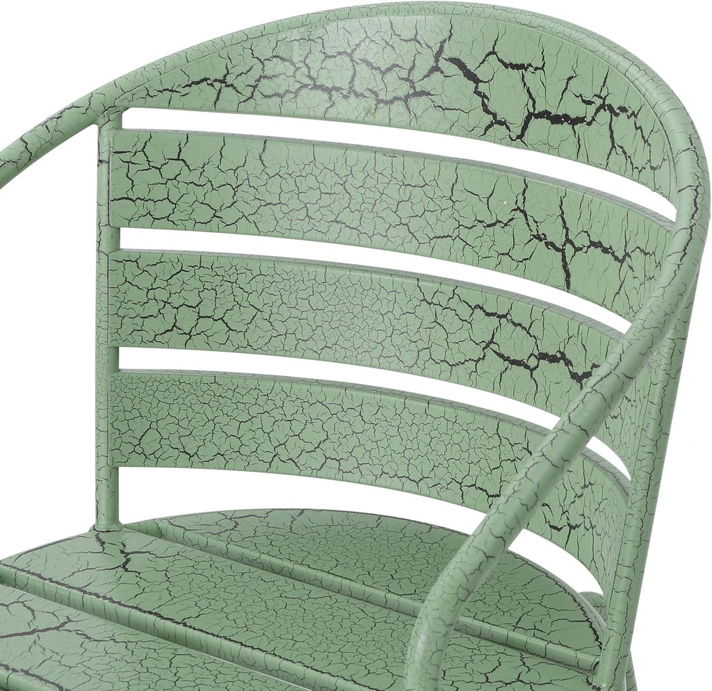 Christopher Knight Home Adley Outdoor Bistro Set, 3-Piece Bistro Table and Chair Set of 2, Patio Furniture Set with Iron Frame, Crackle Textures, Bistro Dining Set, Poolside/Garden Cafeteria, Green