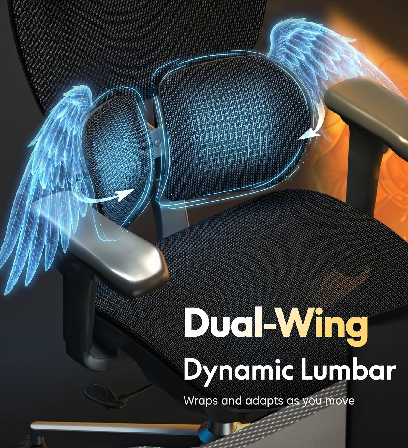 FLEXISPOT Sentinel Ergonomic Gaming Chair with Dual-Wing Adaptive Lumbar, 3D Armrests, 3-Position Recline up to 120°, Height-Adjustable Backrest, Premium Mesh Computer Desk Chair for Home & Office