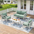 5-Piece Aluminum Patio Furniture Set, Oversized Outdoor Conversation Sofa Set with Coffee Table, White All-Weather Deep Seating, Rust-Proof Frame for Backyard, Deck, Porch, or Balcony