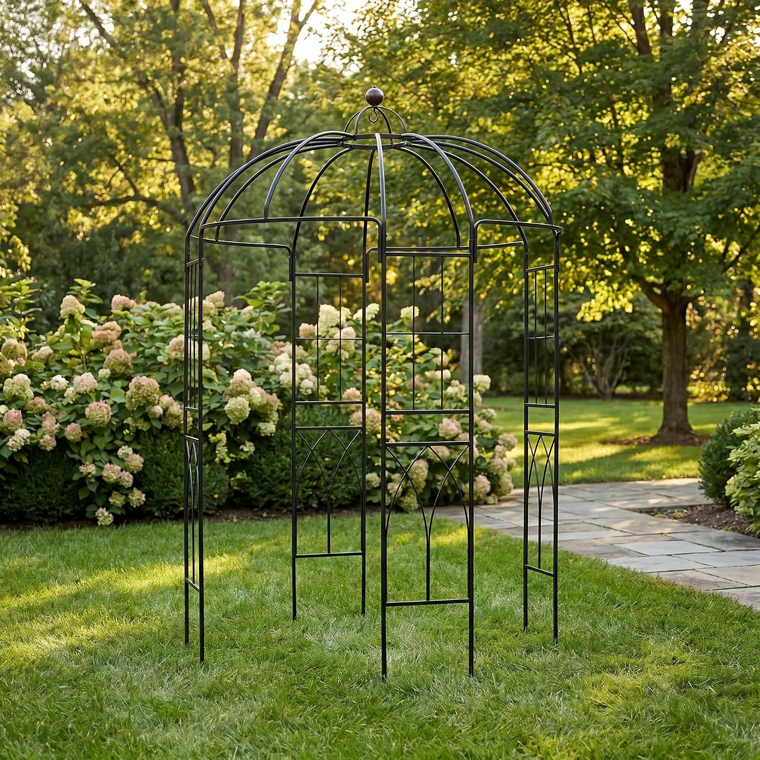 Garden Arches Arbors Birdcage Shape,9' High x 6.8' Wide,Metal Pergola Pavilion Gazebo Enduring Iron Trellis Plants Support Use for Outdoor Garden Arbor Climbing Plants Wedding Arches Ceremony