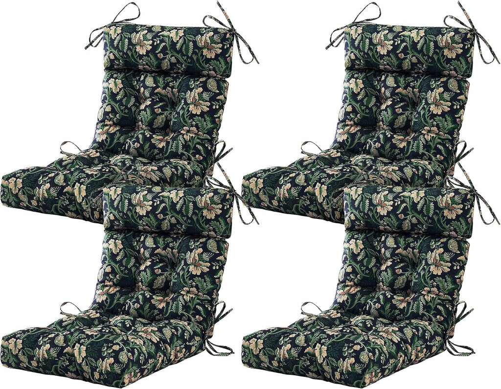 ARTPLAN Outdoor Chair Cushion,Tufted Adirondack Patio Chair Cushion,Wicker High Back Outdoor Seat Cushion,Set of 4,44' L x 21' W x 4' H (4 Pack),Floral