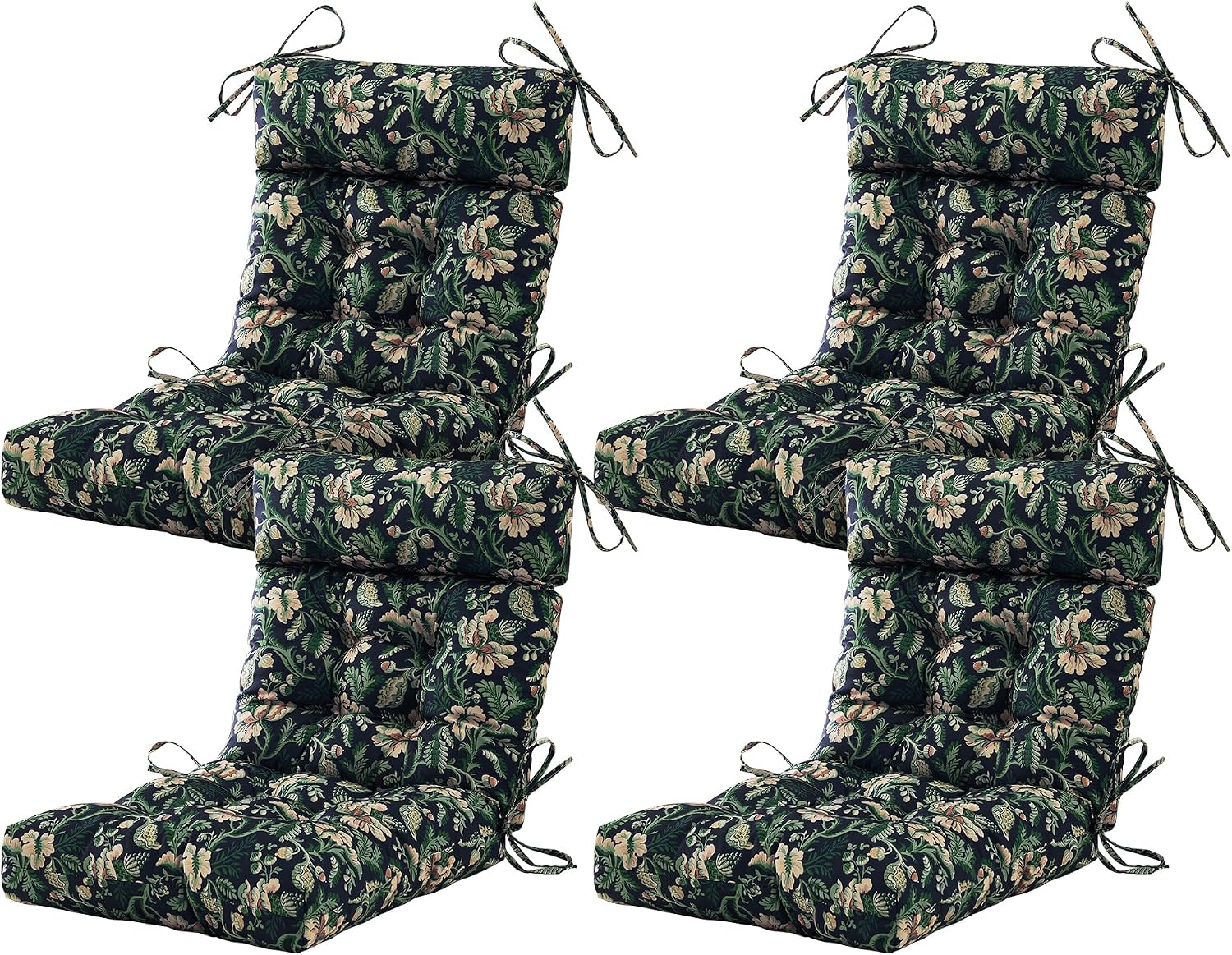 ARTPLAN Outdoor Chair Cushion,Tufted Adirondack Patio Chair Cushion,Wicker High Back Outdoor Seat Cushion,Set of 4,44' L x 21' W x 4' H (4 Pack),Floral