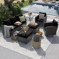UDPATIO Patio Furniture Set, 6 Pieces Outdoor Sectional Couch with Swivel Rocking Chair, Gray Wicker Rattan Sofa with Side Table, 4' Thick Cushion for Garden Backyard Deck,Black