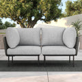 LayinSun 2 Pieces Aluminum Patio Furniture Set, Modern Modular Sectional Corner Chairs and Upgrade Thickness Cushion