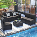UDPATIO 6 Piece Patio Furniture Set, Outdoor Wicker Sectional Sofa with 8'' Wide Armrests, Modular Patio Conversation Set with Coffee Table for Backyard, Deck, Garden