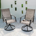 NUU GARDEN Swivel Patio Chair Set of 2, All-Weather Textilene Outdoor Dining Chairs with High Back, Outdoor Dining Chair Set for Lawn Porch Balcony Outside, Grayish Brown