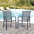 2-Pack Outdoor Dining Chairs, All-Weather Metal Patio Chairs with Breathable Mesh for Garden, Pool, Backyard & Lawn