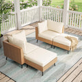 LAUSAINT HOME Outdoor Patio Furniture, 4 Piece Outdoor Sectional Sofa PE Rattan Wicker Patio Conversation Sets, All Weather Patio Furniture Set with Thick Cushions for Garden, Backyard(Beige)