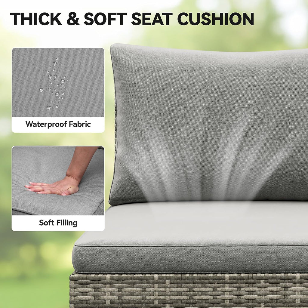 YITAHOME 9 Piece Patio Furniture Set, All-Weather Wicker Outdoor Sectional Sofa with Lift-Top Coffee Table & Ottoman, Patio Conversation Set for Deck, Backyard, Porch - Gray Gradient