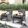 CAODOC 2 Pack Wicker Patio Furniture Chairs,Outdoor Rattan Chairs with Armrest Support 250 lb