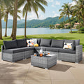 ovios Outdoor 7 Piece Coversation Set with Coffee Table,Sectional Patio Furniture Set with All-Weather Wicker Sofa,Modern Outside Couch for Balcony Backyard Pool, Black