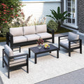 Solaste Aluminum Patio Furniture Set for All Weather, Oversized Outdoor Furniture Set with 27.5' Deep Seating and 3.2' Wide Armrest, Outdoor Patio Conversation Sets with 5' Cushion,Black and Grey