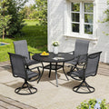 VICLLAX Outdoor Dining Set for 4, Patio Furniture Set of 4 Patio Swivel Dining Chairs and 41' Patio Round Table with Storage Shelf, Dark Charcoal Chairs & Black Tabletop