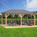 Yardistry 12 x 20 Meridian Cedar Gazebo Pavilion for Patios, Decks, Garden, Backyard, Durable, Aluminum Roof