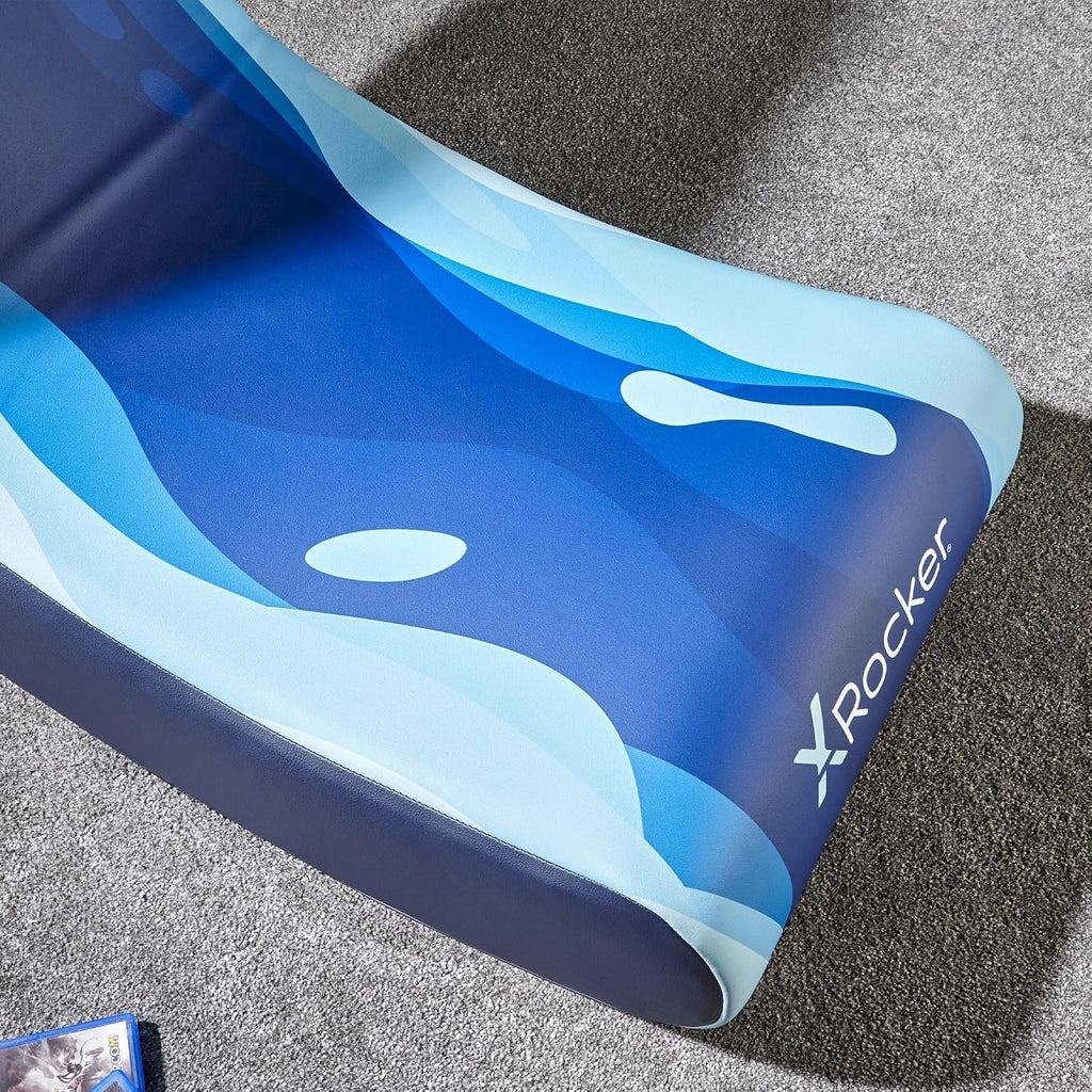 X Rocker Video Rocker Kids Gaming Chair - Foldable Floor Rocker for Kids and Juniors, Low Folding Rocking Seat, Gaming Console Chair - Lava Edition - Blue