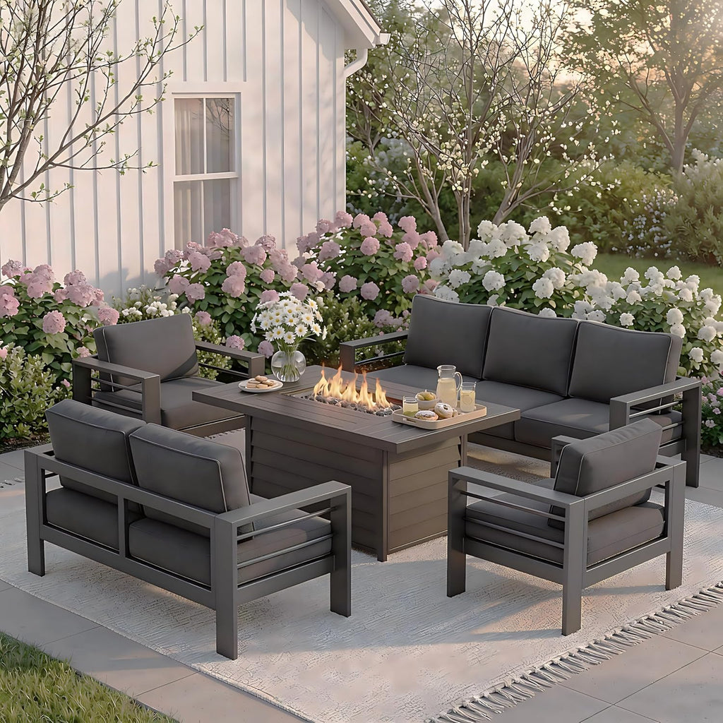 Solaste Aluminum Patio Furniture Set for All Weather, Oversized Metal Outdoor Furniture Set with 27.5' Deep Seating and 3.2' Wide Armrest, Outdoor Patio Conversation Sets with 10' Back Suport Cushion