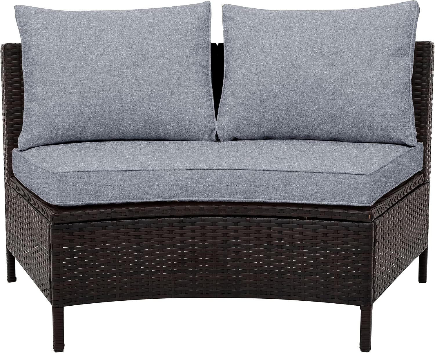 Merax 5-Piece Outdoor Sectional Sofa Set, All-Weather PE Wicker Patio Furniture with Tempered Glass Table, Half-Moon Conversation Set for Garden, Deck, Backyard Living Area,Grey