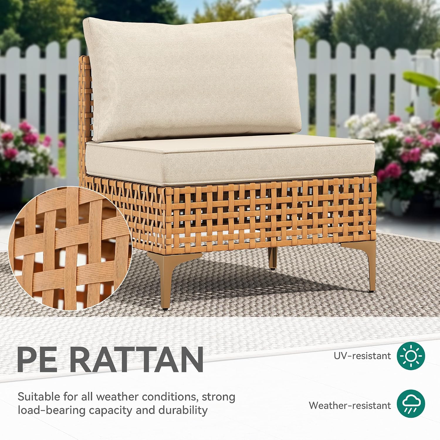 YITAHOME Wicker Patio Furniture Set 3 Pieces Outdoor Sectional Sofa with Solar Light Table Outdoor Couch with Waterproof Cushions All-Weather Rattan Patio Conversation Set for Indoor/Outdoor