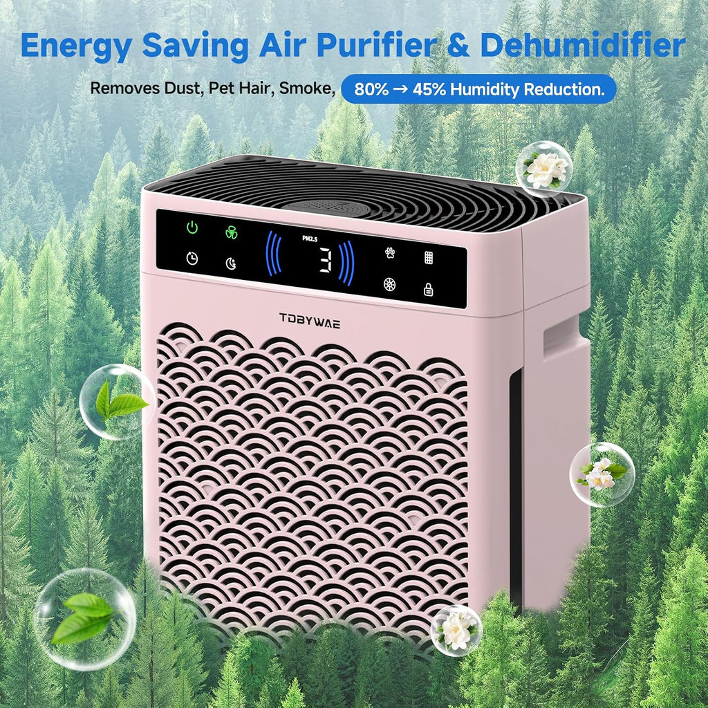 Air Purifiers for Home, Large Room up to 3000 Ft², HEPA Air Purifier for Home Pets with Filter, Air Quality Sensor, Timer, Air Cleaner for Bedroom, Dorm Room, Pet Hair, Office - Pink