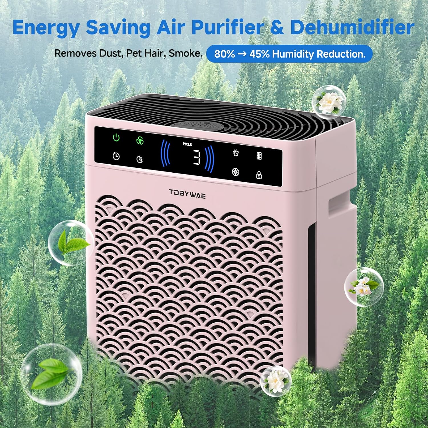Air Purifiers for Home, Large Room up to 3000 Ft², HEPA Air Purifier for Home Pets with Filter, Air Quality Sensor, Timer, Air Cleaner for Bedroom, Dorm Room, Pet Hair, Office - Pink