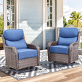 Luxury High Back Outdoor Swivel Rocker Patio Chairs with Side Table & 6-Inch Thick Cushions, 2 Pieces Patio Furniture Set for Porch, Balcony, Deck and Yard