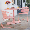 Christopher Knight Home Adley Outdoor Bistro Set, 3-Piece Bistro Table and Chair Set of 2, Patio Furniture Set with Iron Frame, Bistro Dining for Poolside Garden Cafeteria, Matte Coral